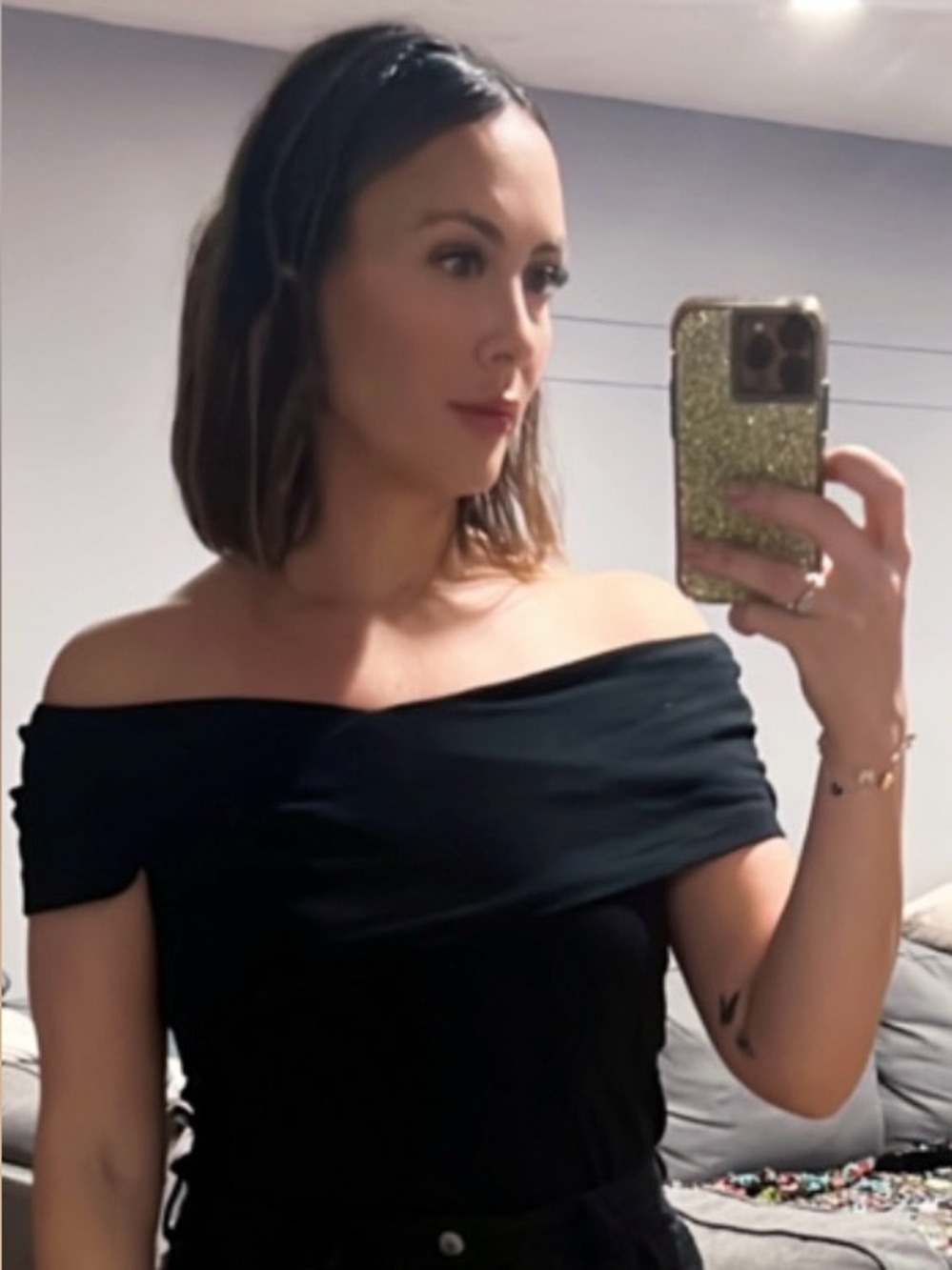 H&M Black Off-Shoulder Draped Women’s Top